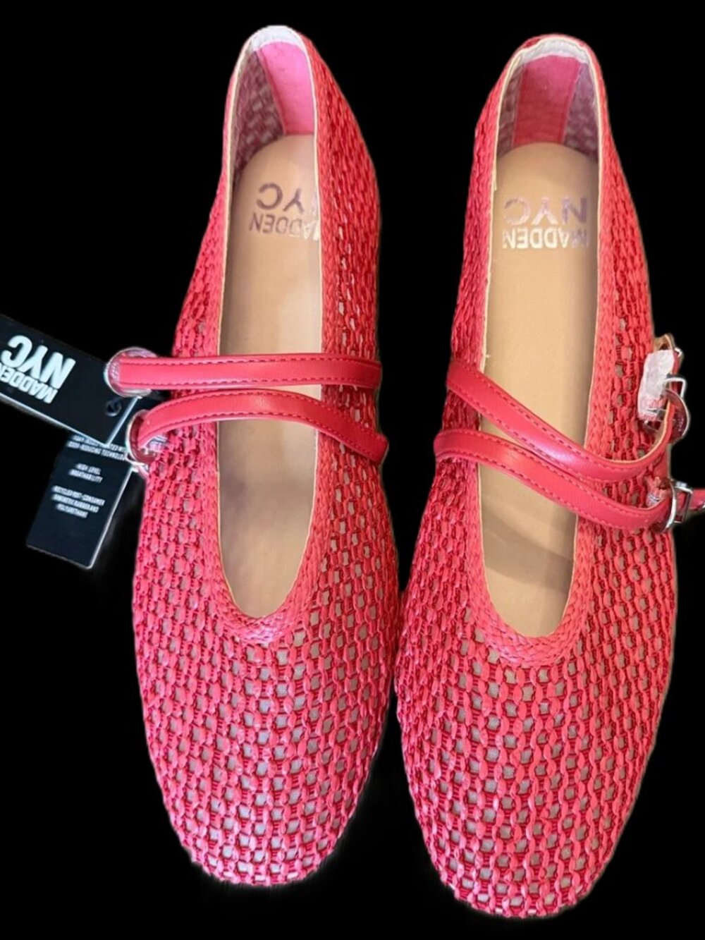 Madden NYC Woven Double Straps Ballet Mary Jane Mesh Casual Formal Summer Travel